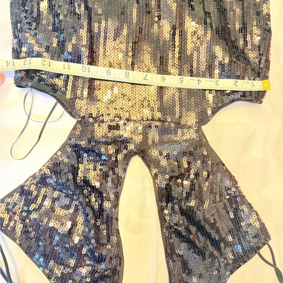 Black Sequin Cutout Maxi Dress evening holiday gown classy event medium backless - Picture 4 of 8